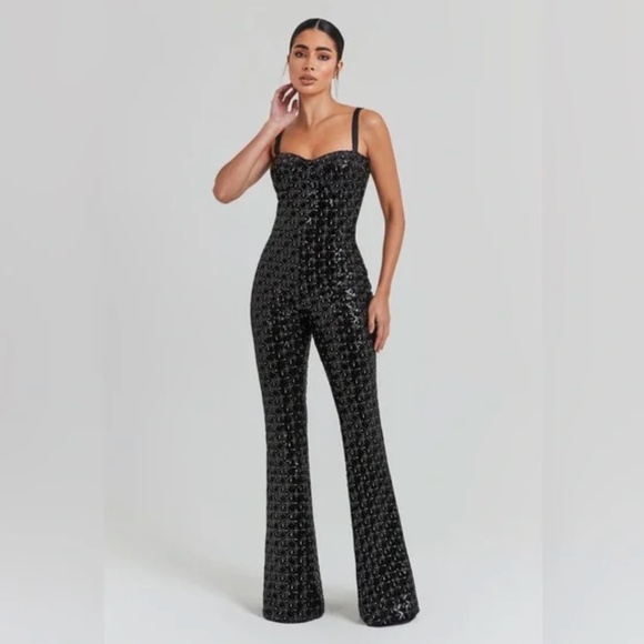 NWT Nadine Merabi Hailey Black Jumpsuit - Picture 2 of 11